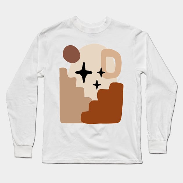 Minimal Modern  Abstract Shapes  Warm Tones  Design Long Sleeve T-Shirt by zedonee
